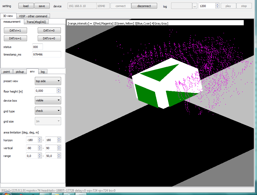 Получение данных с 3D лазерного сканера Hokuyo YVT-X002